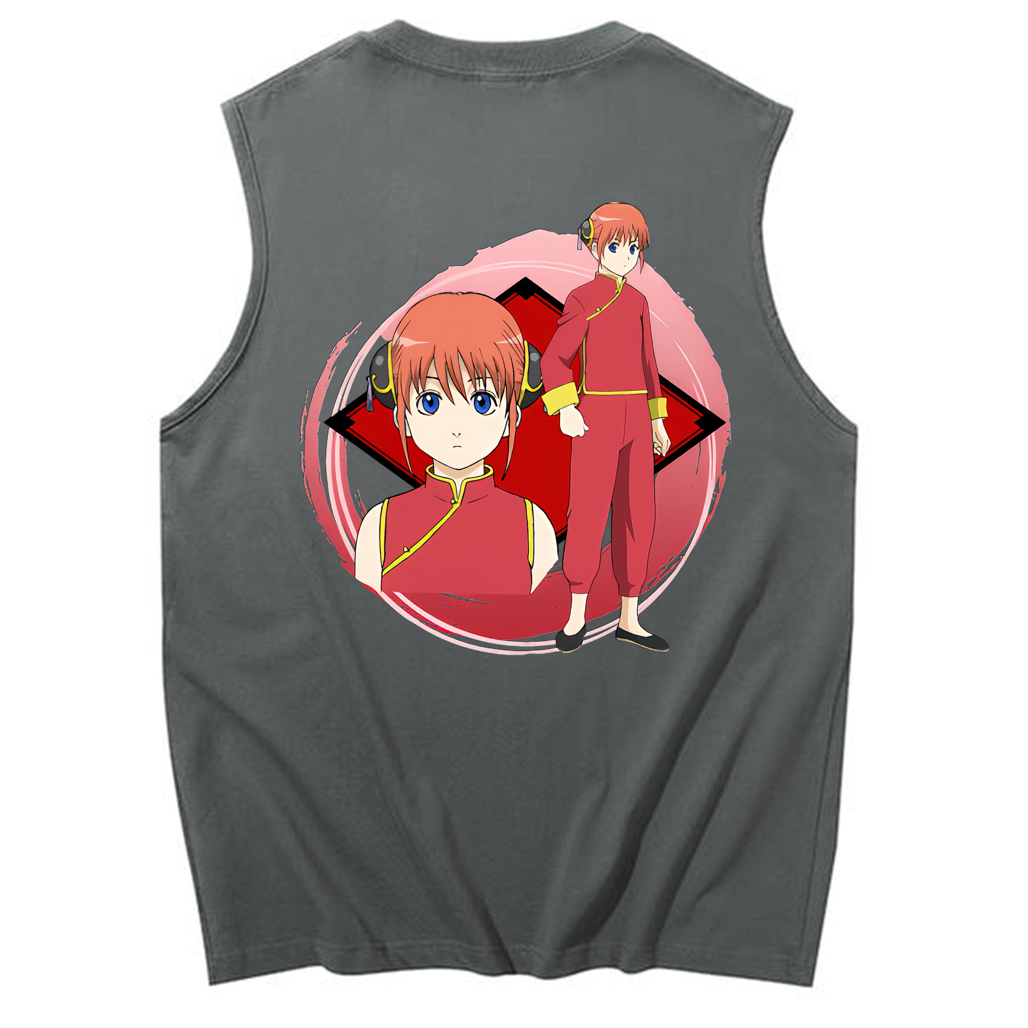 （画像用） ぎんたま 坂田銀時（さかたぎんとき） 神楽 志村新八（しむら しんぱち） GINTAMA Sakata Gintoki Kagura Shimura Shinpachi コットン100％タンクトップ（背面プリント）